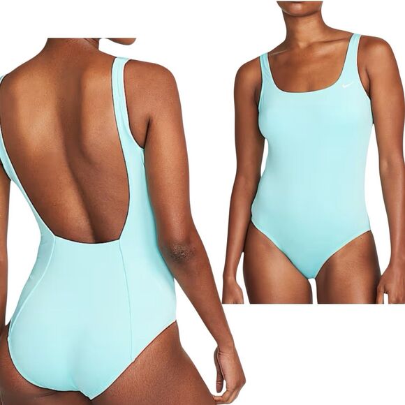 Nike Swimsuit Womens XL Blue Essential U Back One Piece Removable Cups‎ Sporty - Picture 1 of 10